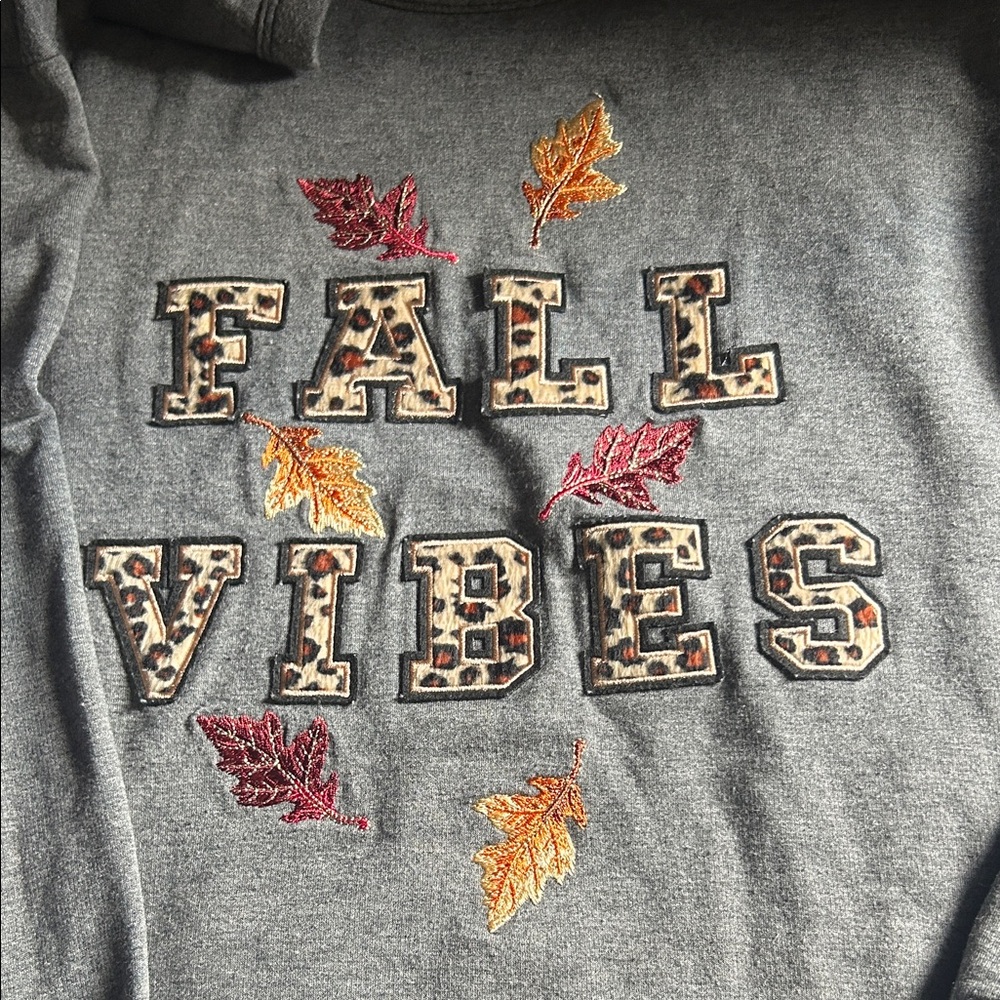Chenault Gray Crewneck Sweater with Fall Vibes Design - Picture 2 of 4